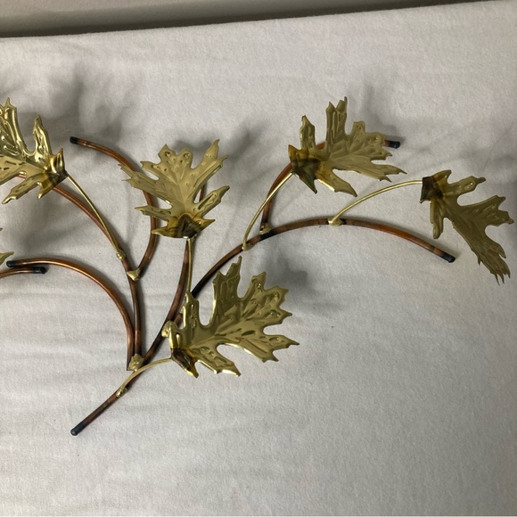 Pair Metal Gold Copper Maple Leaves Wall Art Home Interiors Fall Decor - Picture 3 of 9